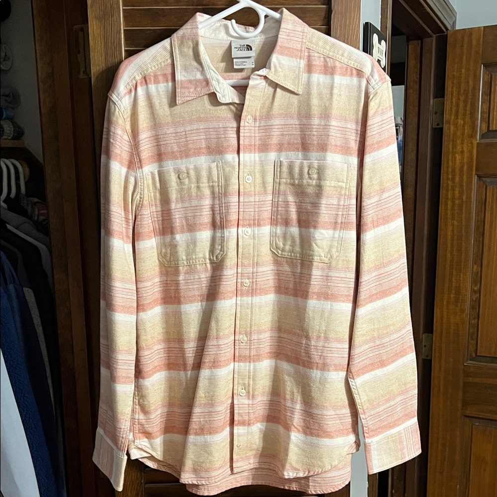 The North Face Pink and Cream Striped Shirt